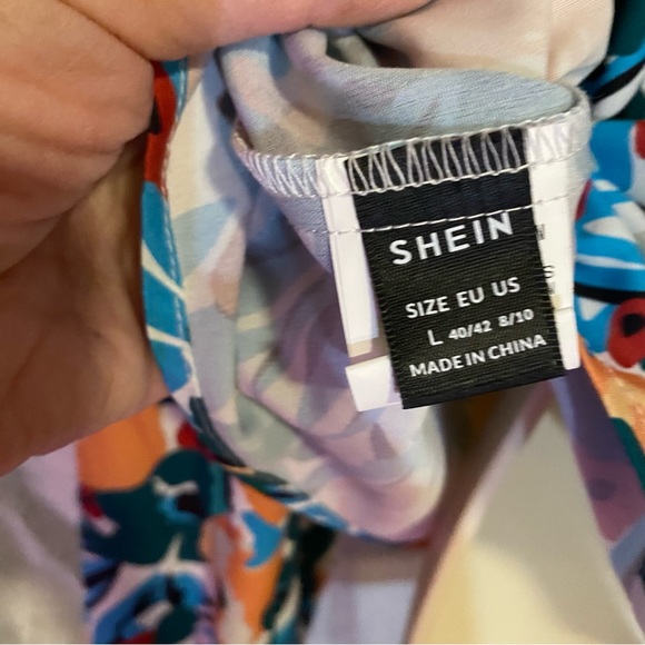 SHEIN 1 sleeve floral top, SZ L elastic at bust and cuff,GUC, wear on either arm - Picture 4 of 6